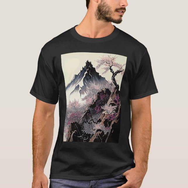 Camiseta snowy peak mountain Cherry Blossom Awesome Japan (Frente)