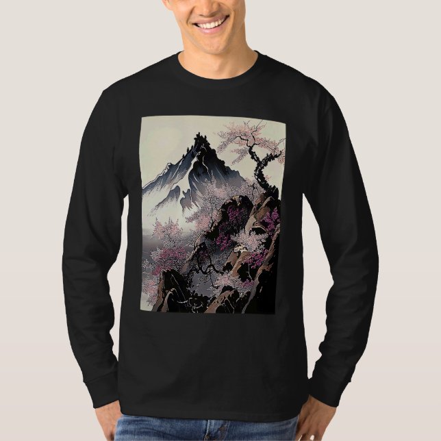 Camiseta snowy peak mountain Cherry Blossom Awesome Japan (Frente)