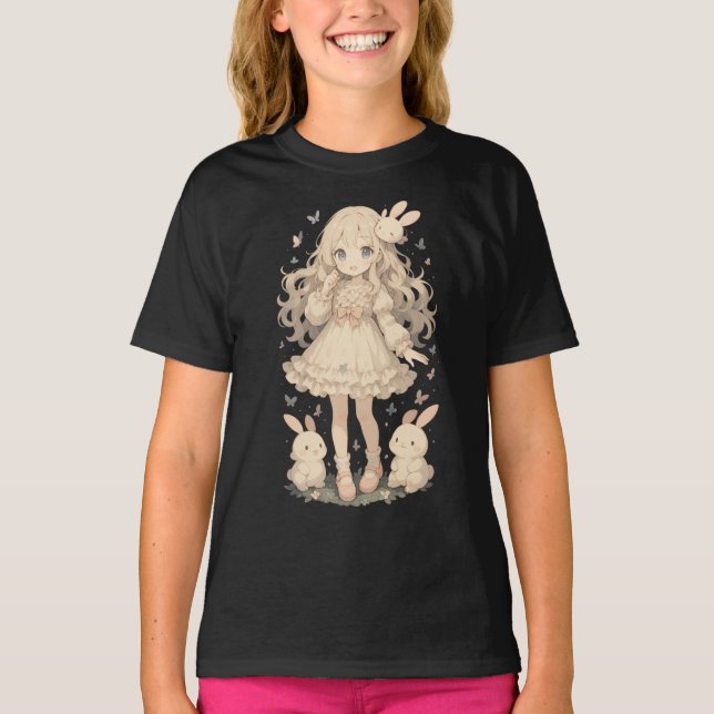 Camiseta Snuggle Pup Kawaii Bunny girl (Frente)