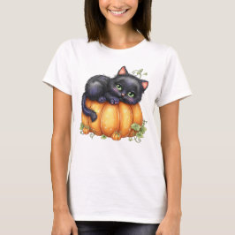 Camiseta Só andando por aí, Gatinho Descansado Em Pumpkin