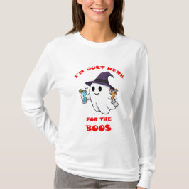 Camiseta Só Aqui Para Os Boos - Engraçado Fantasma Hallowee