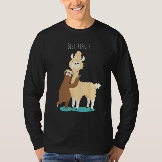 Camiseta So Cute alpaca with sloth lazy bear (Frente)