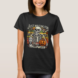 Camiseta Só Esperando Pelo Esqueleto De Halloween Este É O