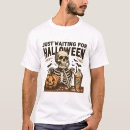 Camiseta Só Esperando Pelo Esqueleto Engraçado Do Halloween