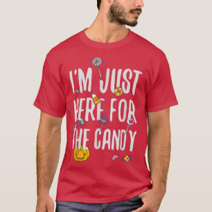 Camiseta Só estou aqui para o Dia das Bruxas de Truque de D