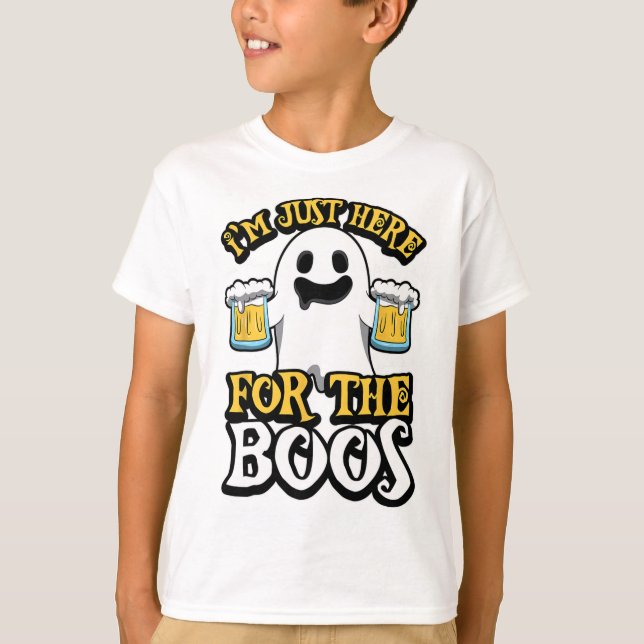 Camiseta Só estou aqui para os Boos - Ghost Booze - Hallowe (Frente)