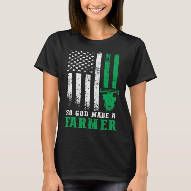 Camiseta So God Made A Farmer American Flag Farming Farm (Frente)