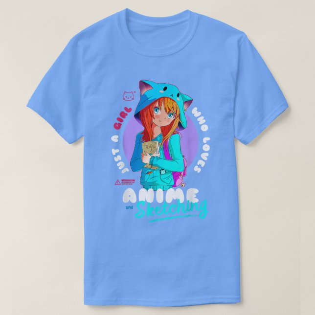 Camiseta Só Menina Adora Anime Desenhando Ramen Manga Otaku (Frente do Design)