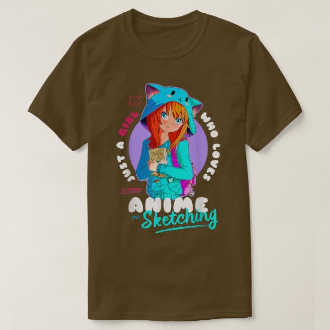 Camiseta Só Menina Adora Anime Desenhando Ramen Manga Otaku (Frente do Design)