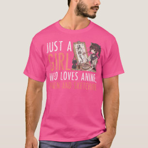 Camiseta Só Menina Que Ama Anime Ramen Escrevendo Engraçado
