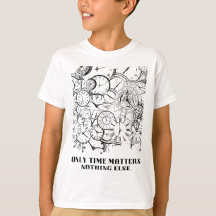 Camiseta "Só o Tempo Importa" Relógio Abstrato Motivacional