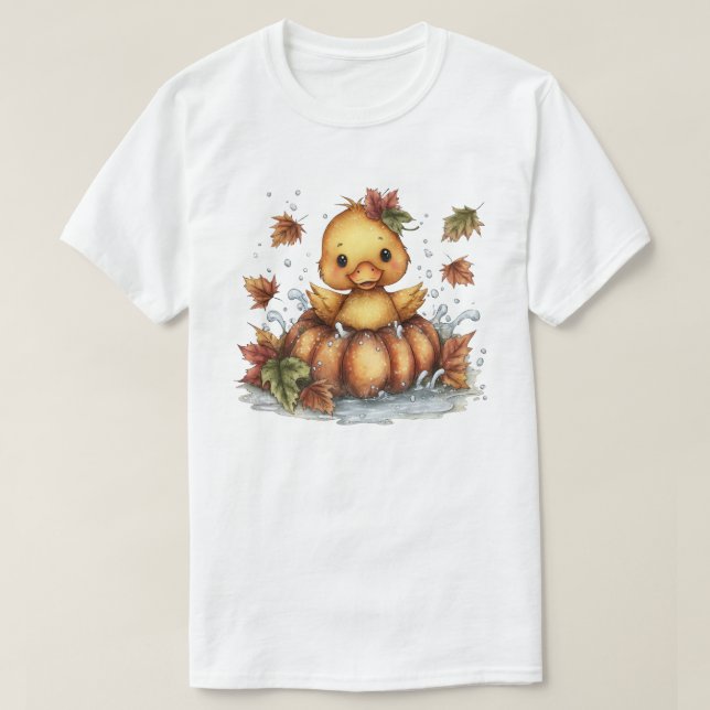 Camiseta Só passeando, Pato Queda Brincando De Pumpkin (Frente do Design)