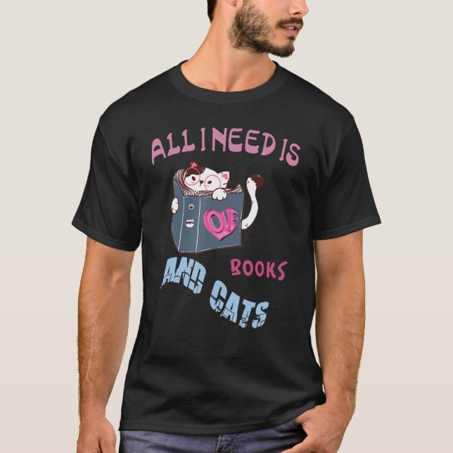 Camiseta Só Preciso De Gatos De Livros (Frente)