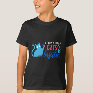 Camiseta Só Preciso De Gatos E Insulinas Diabetes Awarenes