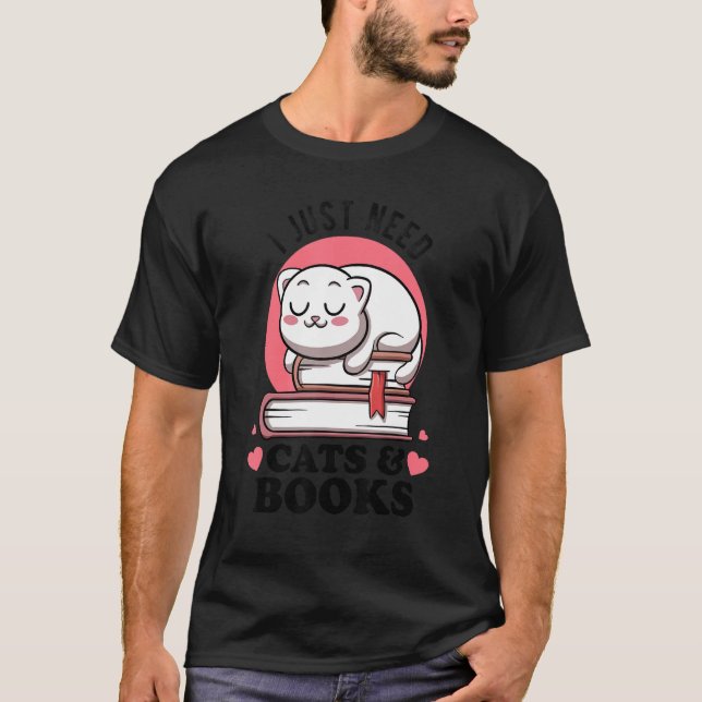 Camiseta Só Preciso De Gatos E Livros Do Clube Avid Readers (Frente)
