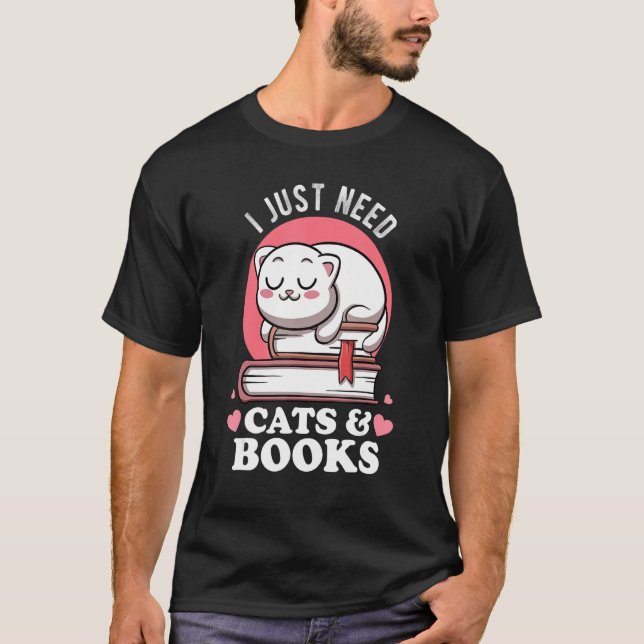 Camiseta Só Preciso De Gatos E Livros Do Clube Avid Readers (Frente)