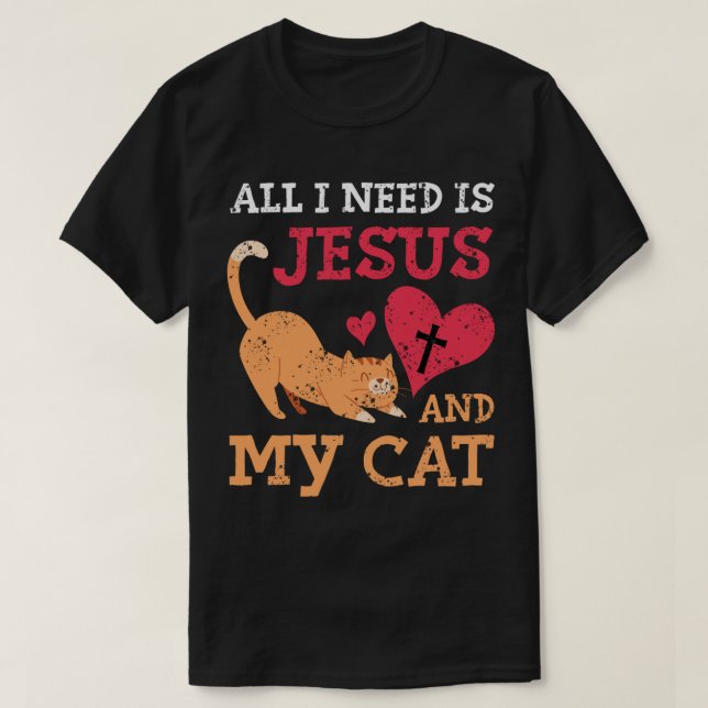 Camiseta Só Preciso De Jesus E Meu Gatinho Gatinho Ch (Frente do Design)