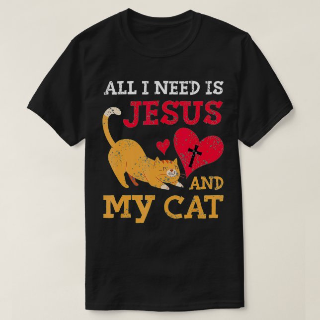 Camiseta Só Preciso De Jesus E Meu Gatinho Gatinho Ch (Frente do Design)