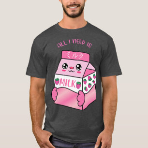 Camiseta Só preciso de leite de morango leite de morango