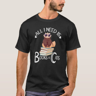 Camiseta Só Preciso De Livros E De Gatos De Animais De Comp