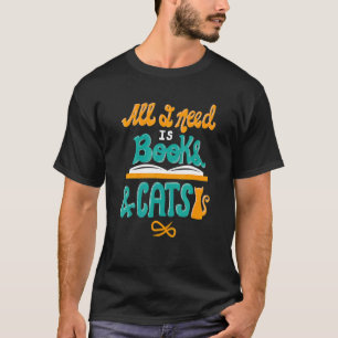 Camiseta Só Preciso De Livros E Gatos Para Bibliotecária
