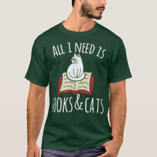 Camiseta Só preciso de livros Gatos Livros e Gatos