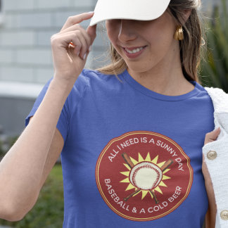 Camiseta Só preciso de um dia ensolarado, beisebol, cerveja