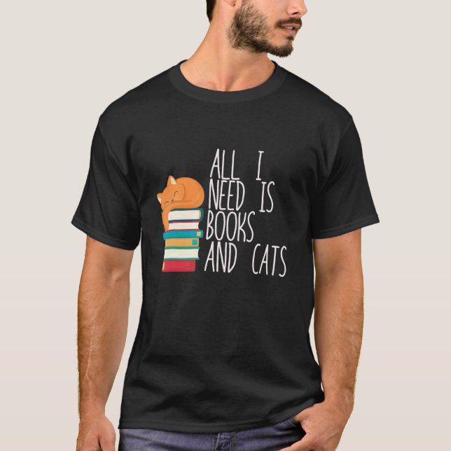 Camiseta Só Preciso De Um Livro E Gato Presentes. (Frente)