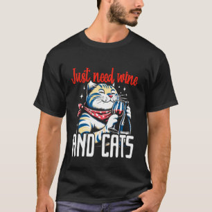 Camiseta Só Preciso de Vinho e Gatos Alcóolatra e Felina Ca