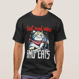 Camiseta Só Preciso de Vinho e Gatos Alcóolatra e Felina Ca