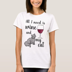 Camiseta Só preciso de vinho e meu gato