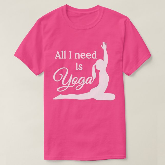 Camiseta Só preciso de Yoga White Pink (Frente do Design)