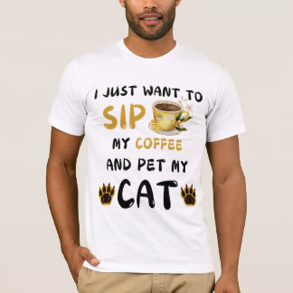 Camiseta Só Quero Fazer Café E Comer Café De Gato
