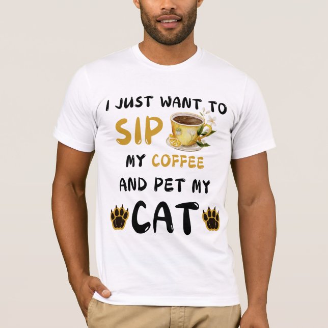 Camiseta Só Quero Fazer Café E Comer Café De Gato (Frente)