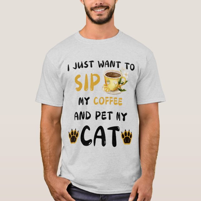 Camiseta Só Quero Fazer Café E Comer Café De Gato (Frente)