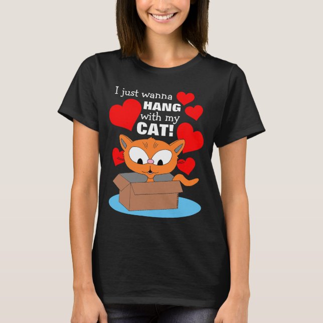 Camiseta Só quero ficar com o meu gato! Gatinho Ginger (Frente)
