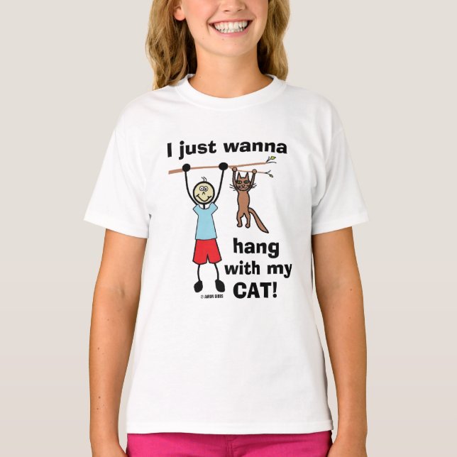 Camiseta Só Quero Ficar Com O Meu Gato! T-Shirt Humorosa (Frente)