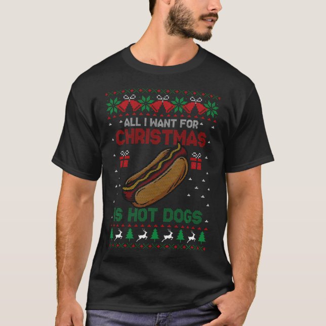 Camiseta Só Quero O Natal De Cães Quentes. (Frente)