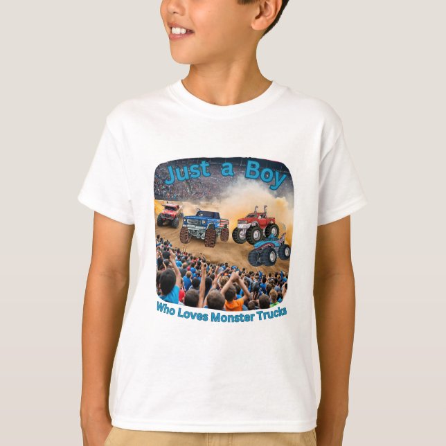 Camiseta Só um garoto que ama caminhões monstros (Frente)
