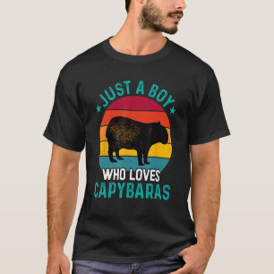 Camiseta Só um garoto que ama capybaras retro Capyba