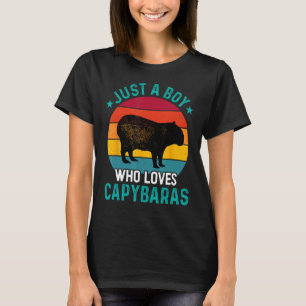 Camiseta Só um garoto que ama capybaras retro Capyba
