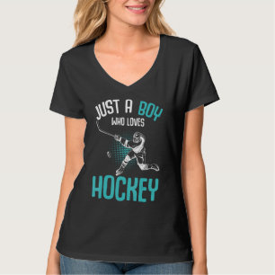 Camiseta Só um garoto que ama o jogador de hóquei no gelo
