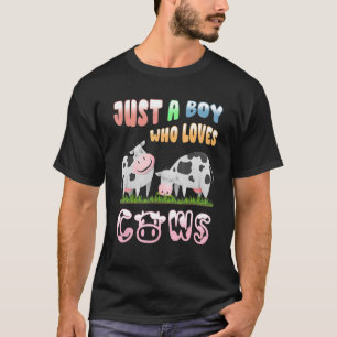 Camiseta Só Um Menino Que Adora Vacas Fazendeiros Bata Cria