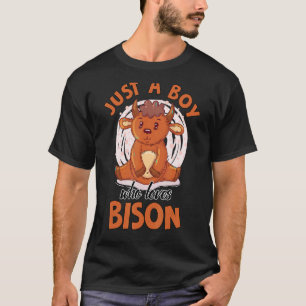 Camiseta Só Um Menino Que Ama A Vaca Bison Buffalo Para Cri