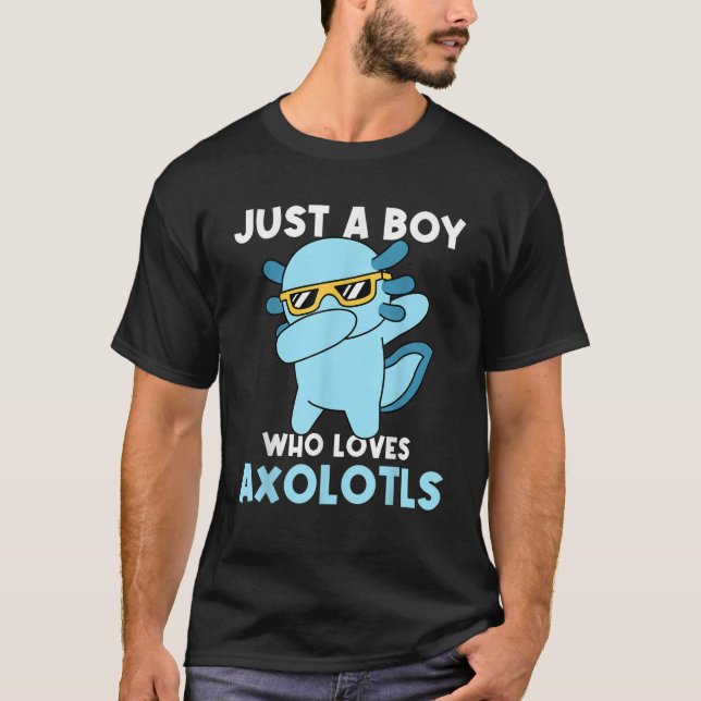 Camiseta Só um menino que ama Axolotls, um garoto Kawaii fo (Frente)