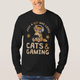 Camiseta Só Um Menino Que Ama Gatos E Joga Um Gamero Bonito