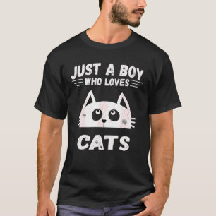 Camiseta Só Um Menino Que Ama Gatos Engraçados Dizendo Pres