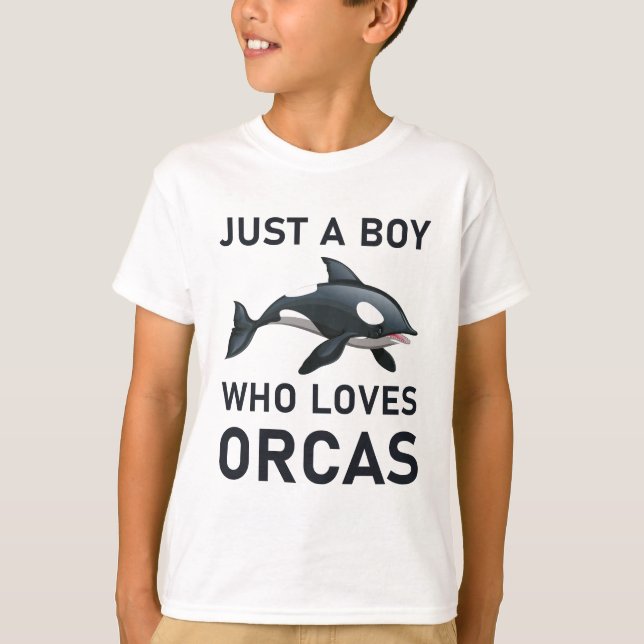 Camiseta Só um menino que ama Orcas Whales (Frente)