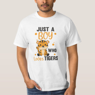 Camiseta Só Um Menino Que Ama Tigres De Animais Doces