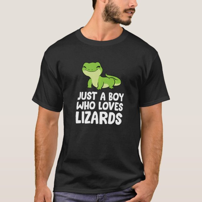 Camiseta Só um rapaz que ama Lizards répteis Lizard Boy (Frente)